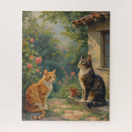 Quebra-cabeça Cena Encantadora do Jardim do Gato