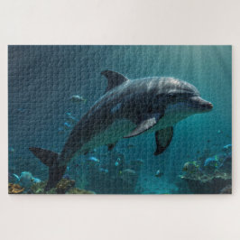 Quebra-cabeça Cena I do Golfinho Submarino Azul Teal