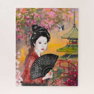 Quebra-cabeça Cena Japonesa Com Mulher