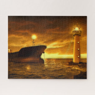 Quebra-cabeça Cena náutica com farol