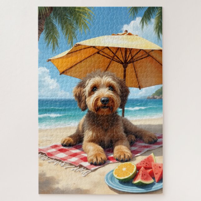 Quebra-cabeça Cena Relaxante da Praia com Otterhound (Vertical)