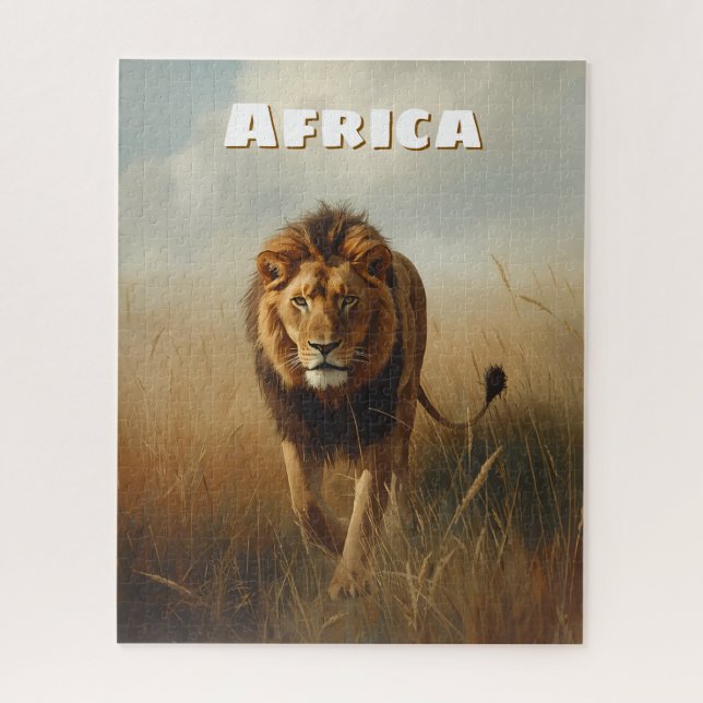 Quebra-cabeça Cena Retro do Leão Africano (Vertical)