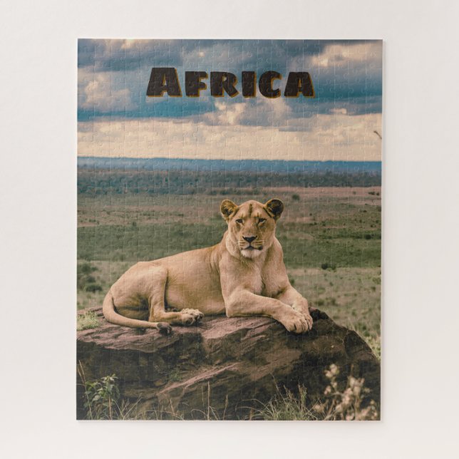 Quebra-cabeça Cena Retro do Leão Africano (Vertical)