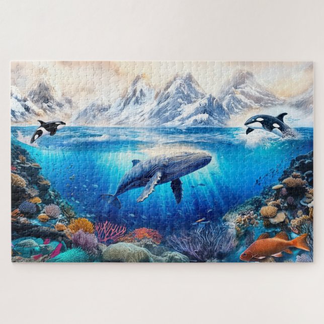 Quebra-cabeça Cena subaquática em aquarela (Horizontal)