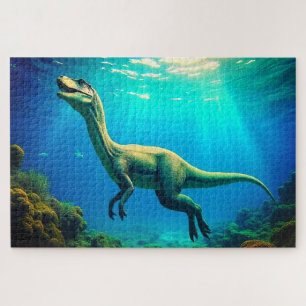 Quebra-cabeça Cena Surrealista de Dinossauro Subaquático