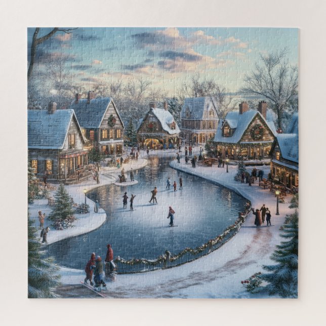 Quebra-cabeça Cena Tradicional de Aldeia de Natal Nevada (Vertical)