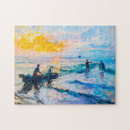 Quebra-cabeça Cenário Costeiro Impressionista ao Pôr do Sol com 