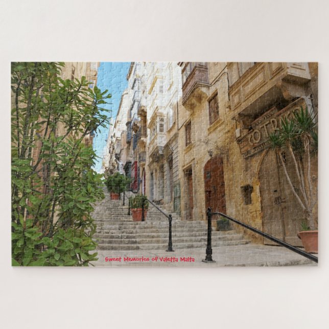 Quebra-cabeça Cenas de rua de Valeta Malta. Puzzle (Horizontal)