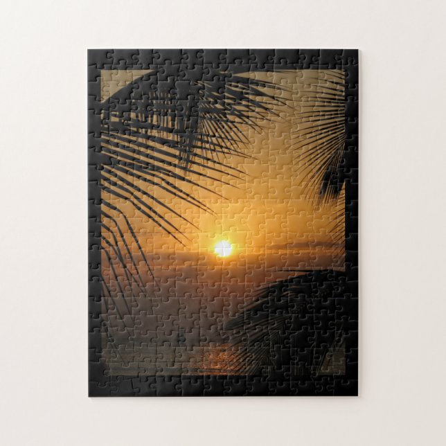 Quebra-cabeça cénico do por do sol tropical (Vertical)
