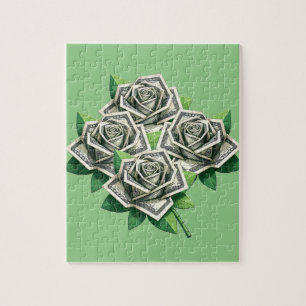Quebra-cabeça centenas de dólares origami rosas arte do dinheiro