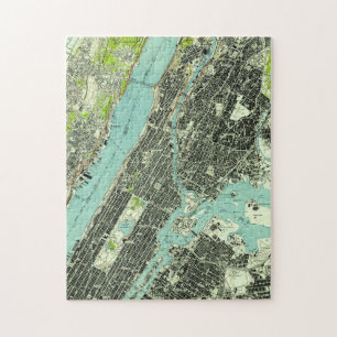 Quebra-cabeça Central Park do vintage & Bronx NY Mapa (1947)