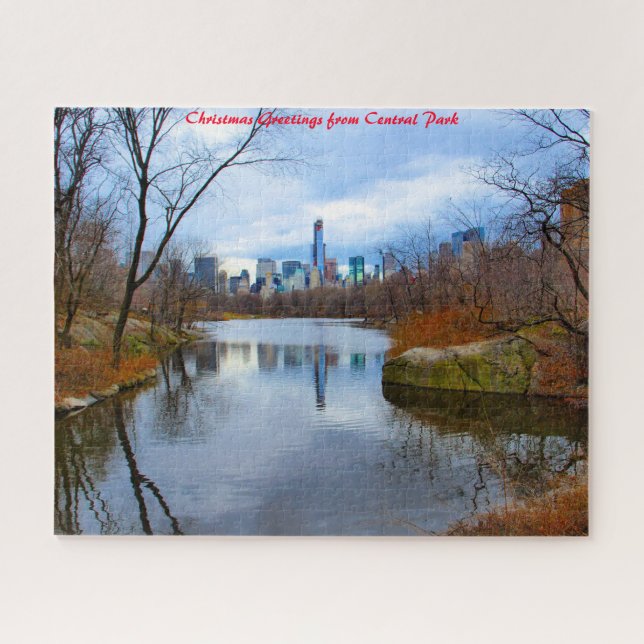 Quebra-cabeça Central Park New York. Saudações de Natal (Horizontal)