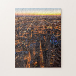 Quebra-cabeça Centro de Chicago no por do sol