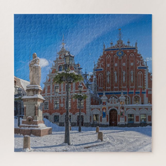 Quebra-cabeça Centro histórico de cidades em Riga, Letónia (Vertical)