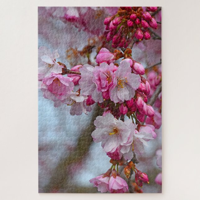 Quebra-cabeça Cereja rosa floresce (Vertical)