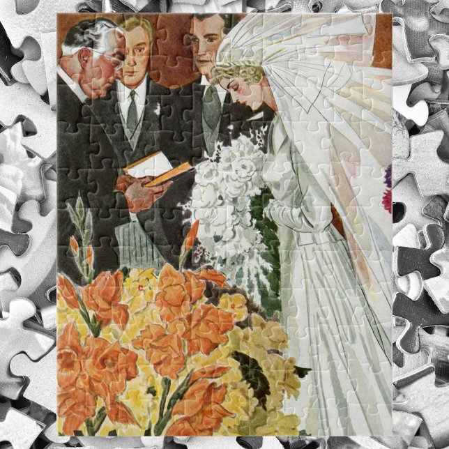 Quebra-cabeça Cerimônia de casamento vintage com noiva e noiva (Criador carregado)