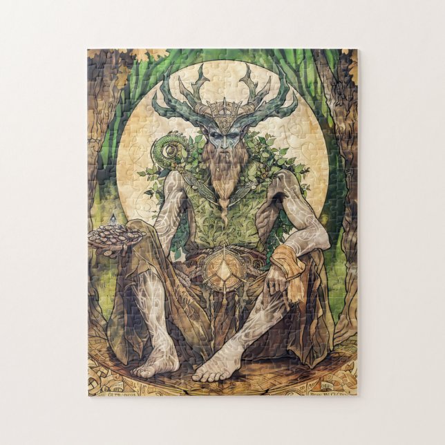Quebra-cabeça Cernunnos Deus Celta Hornudo da Natureza (Vertical)