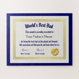 Quebra-cabeça Certificado de Melhor Pai do Mundo Engraçado Moder