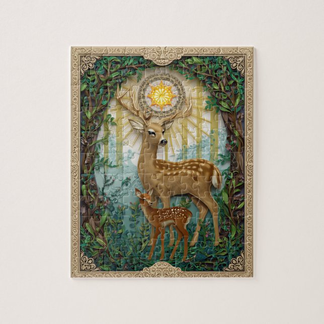 Quebra-cabeça Cervo da Floresta Graciosa - Quilling de Papel (Vertical)