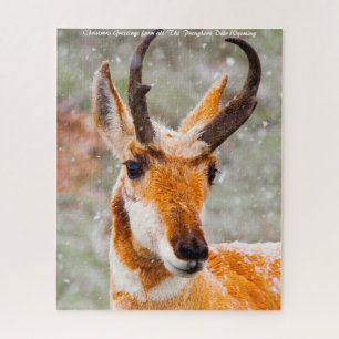 Quebra-cabeça Cervo Pronghorn Wyoming. Saudações de Natal