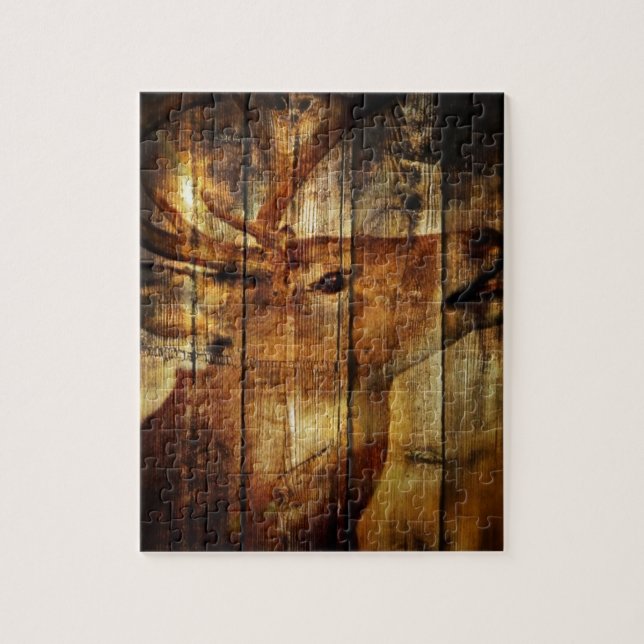 Quebra-cabeça Cervos de whitetail de madeira do celeiro (Vertical)