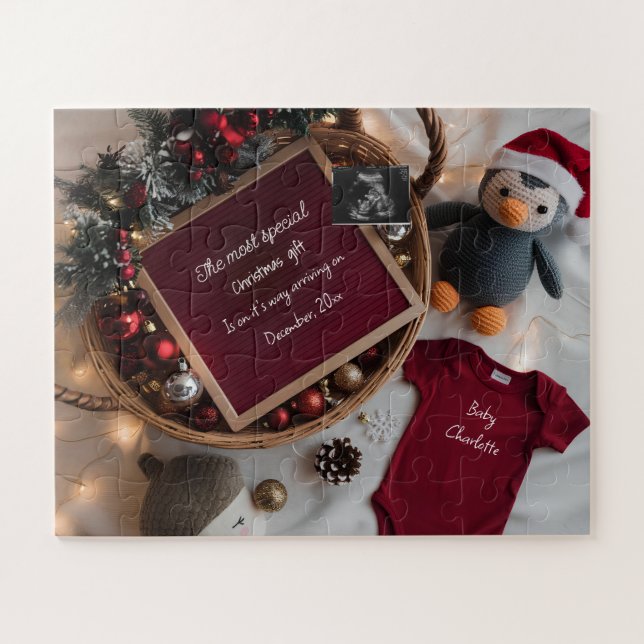 Quebra-cabeça Cesta de Natal festiva anúncio de gravidez (Horizontal)
