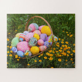 Quebra-cabeça Cesta de ovos de Páscoa com flores silvestres