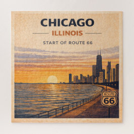 Quebra-cabeça Céu do pôr do sol da Rota 66 de Chicago Viagem