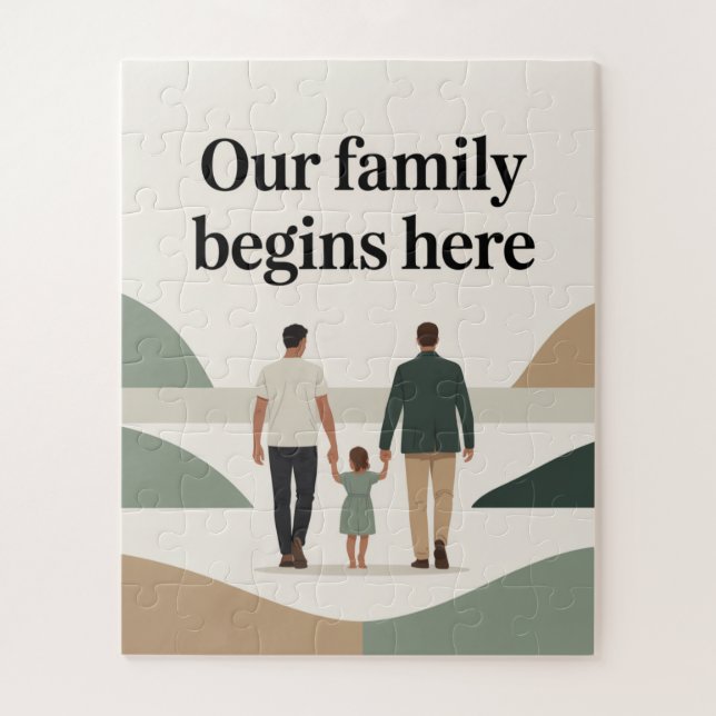 Quebra-cabeça Chá de bebê de dois pais  (Vertical)