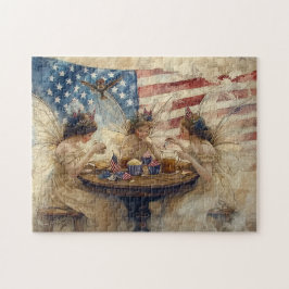 Quebra-cabeça Chá de Fada Patriótico Vintage Americana Cottageco