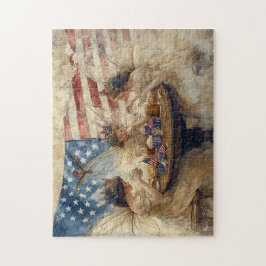 Quebra-cabeça Chá de Fada Patriótico Vintage Americana Cottageco