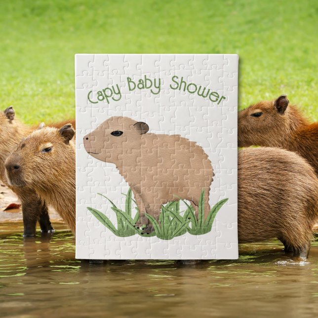 Quebra-cabeça Chá de fraldas de Captura de Capybara Pun Cute Per (Criador carregado)