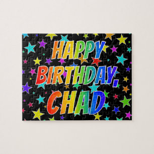 Quebra-cabeça "CHAD" Nome, Diversão "FELIZ ANIVERSÁRIO"