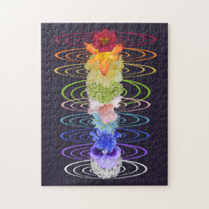 Quebra-cabeça Chakra Flores Zen Yoga Diversão Espiritual