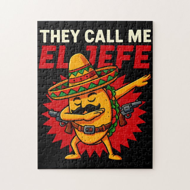 Quebra-cabeça Chamam-me El Jefe Taco Funny Chefe Cinco De Mayo (Vertical)