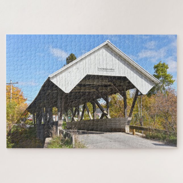 Quebra-cabeça Chamberlin Mill Covered Bridge, Lyndon, Vermont Ji (Horizontal)