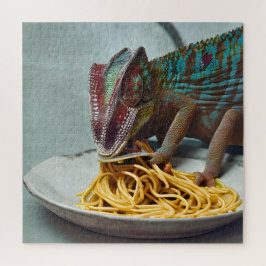 Quebra-cabeça Chameleon Eating Spaghetti AI gerou arte