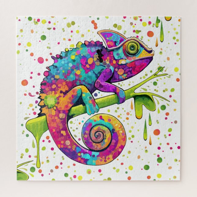 Quebra-cabeça Chameleon Paint mantém estilo aquarela (Vertical)