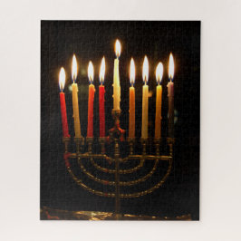 Quebra-cabeça Chanukah menorah com velas acesas