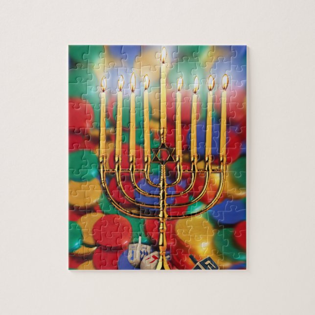 Quebra-cabeça Chanukah Menorah, Dreidel, doces (Vertical)