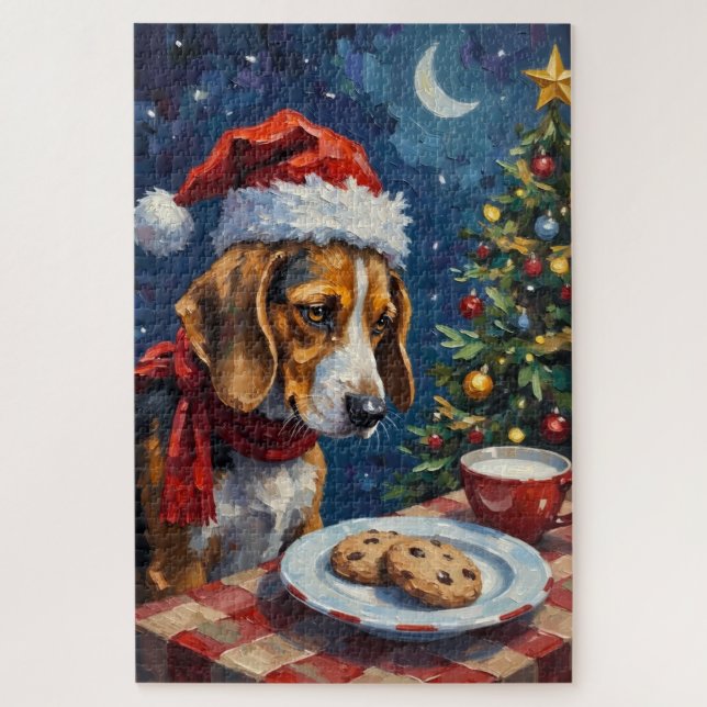 Quebra-cabeça Chapéu do Beagle Cutucando os Biscoitos de Natal d (Vertical)
