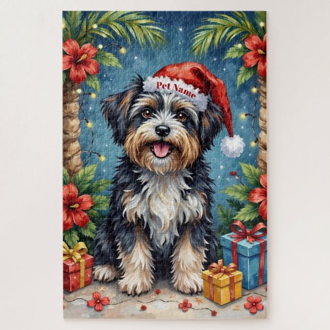 Quebra-cabeça Chapéu Havanês Noite de Natal Tropical (Vertical)