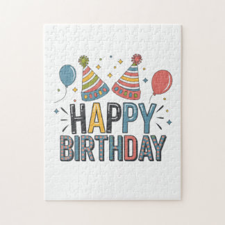 Quebra-cabeça Chapéus de Festa de Aniversário Feliz