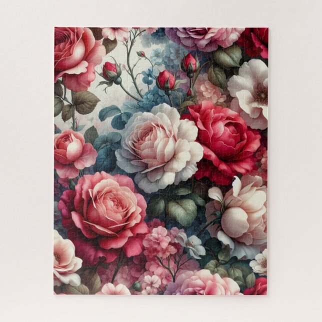 Quebra-cabeça Charme Floral Rosa Atemporal (Vertical)