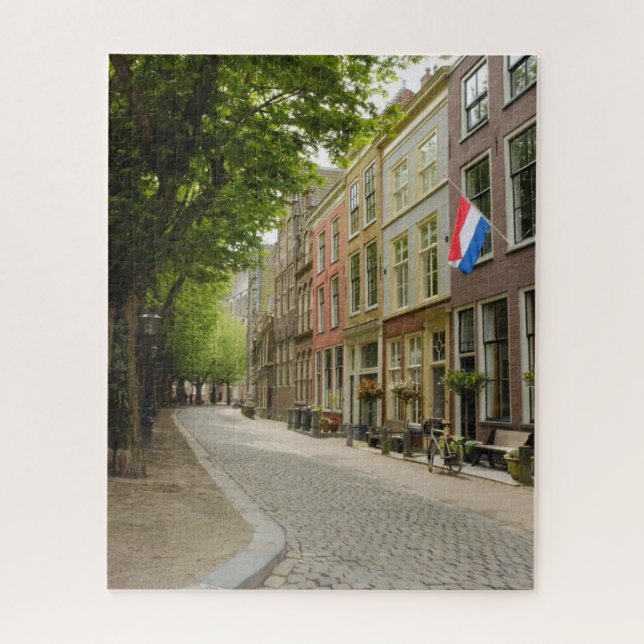 Quebra-cabeça Charming Dutch Street Quaint Leiden Países Baixos (Vertical)