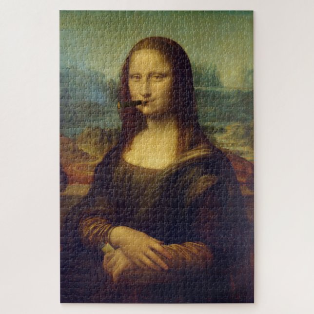 Quebra-cabeça Charuto Mona Lisa Pintando Engraçado (Vertical)