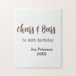 Quebra-cabeça Cheers & beers to 40th birthday gray name year sin