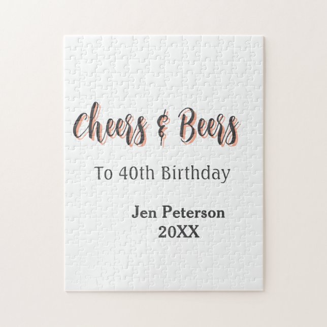 Quebra-cabeça Cheers & beers to 40th birthday gray name year sin (Vertical)