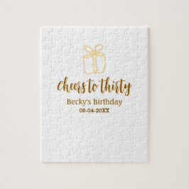 Quebra-cabeça Cheers to thirty yellow brown birthday pastel gift