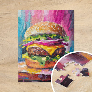 Quebra-cabeça Cheeseburger Colorful Modern Abstrato Art
